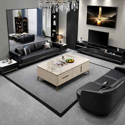 Modern Coffee Table with Carbon Steel Legs