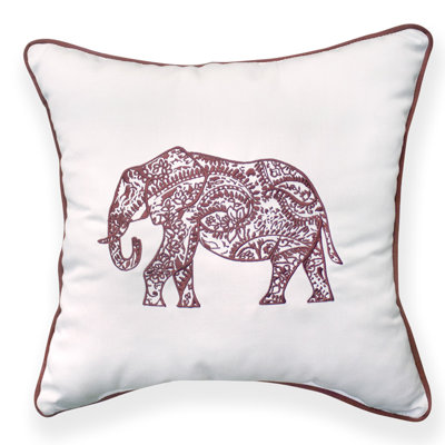 Accessories Elephant Embroidery Throw Pillow