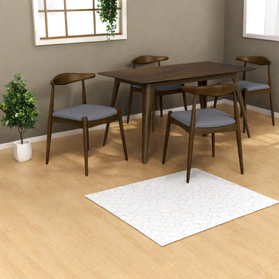 Retro Rubberwood Dining Table Sets With Faux Wood Top, Perfect For Family Kitchen