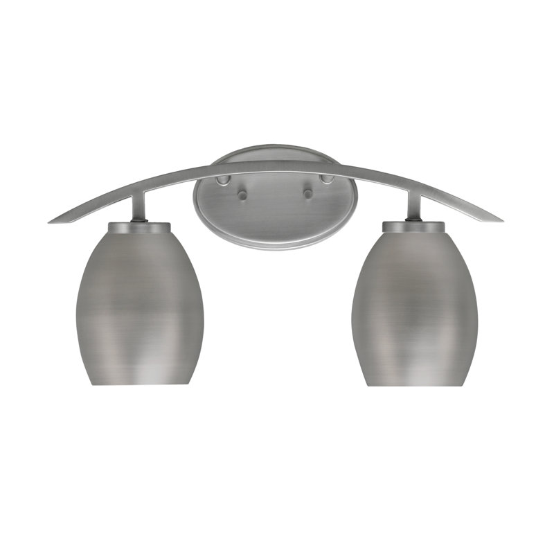 Kurve 2 Light Bath Bar With 5" Oval Metal Shades, Silver, Silver