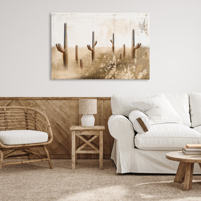 Art mural sur toile sépia cactus par Dan Meneely, H 30 po x l 45 po