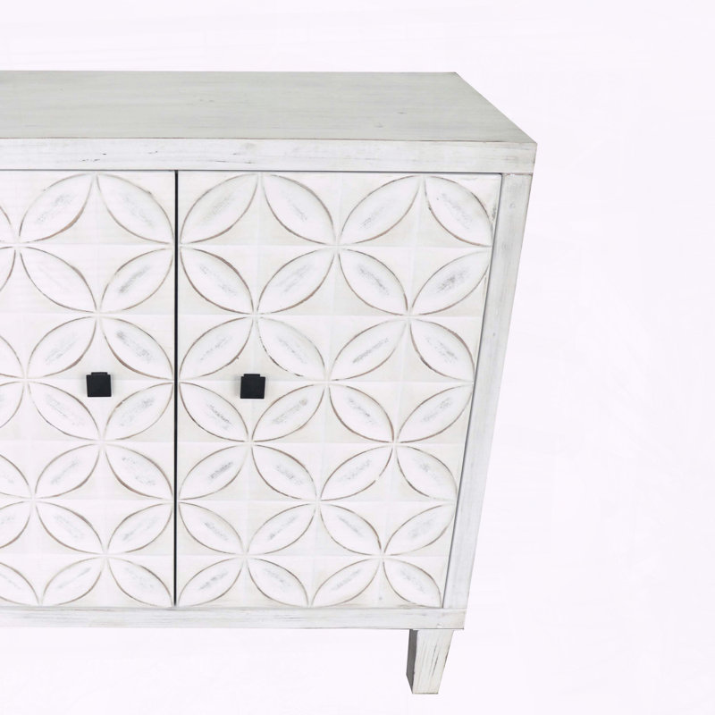 Armoire d'appoint avec finition blanche délavée chic