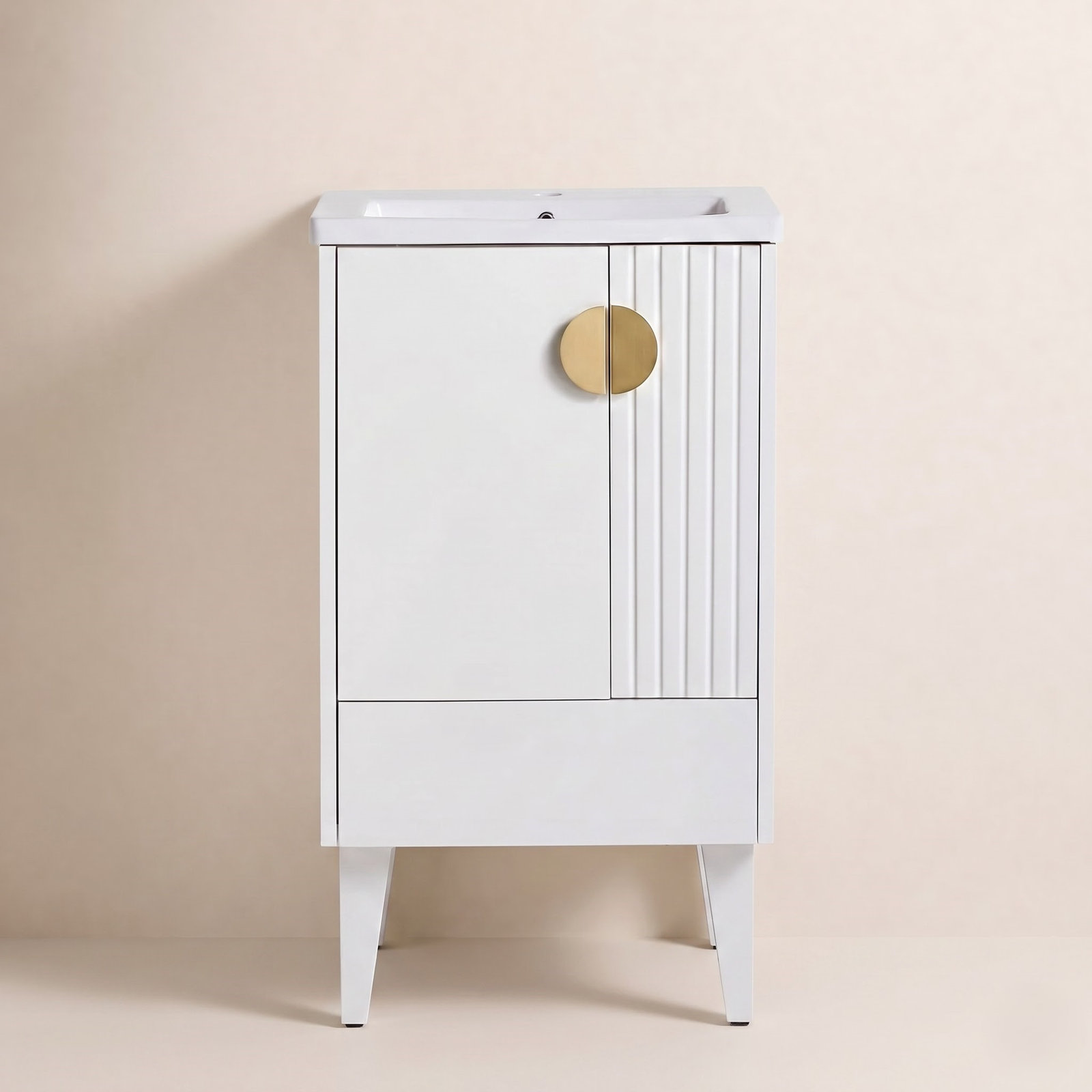 Saimah 20'' Single Bathroom Vanity, White Matte, Satin Brass