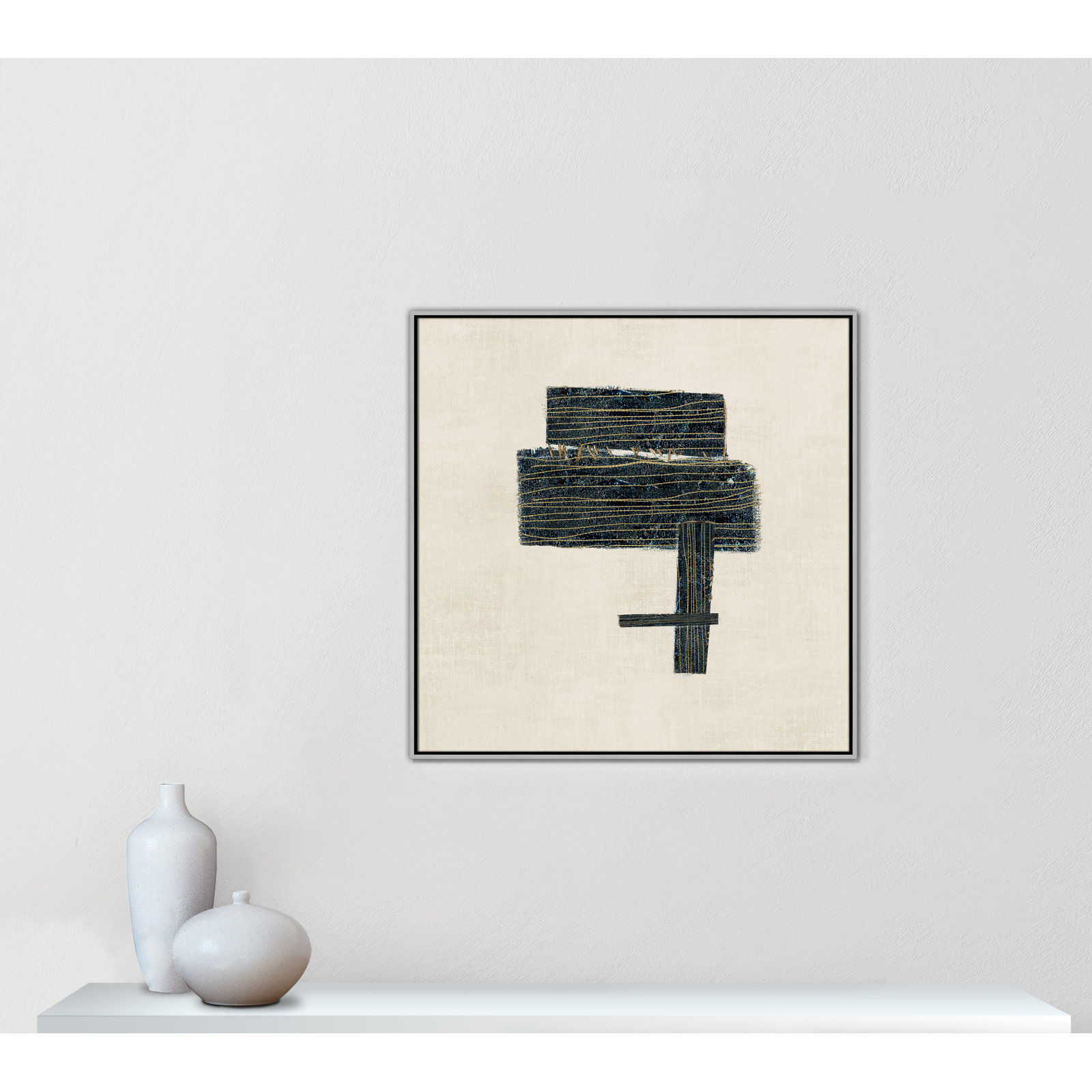 Stiched I Print by , 37.5" H x 37.5" W, Silver