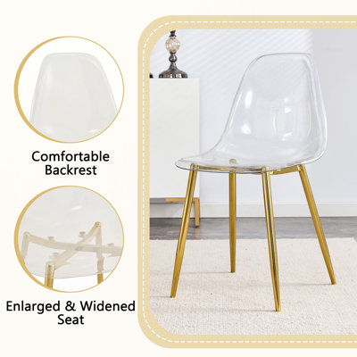 Ensemble de salle à manger 5 pièces Light Luxury avec table ronde en verre brun et 4 chaises en polyuréthane