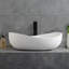 Lavabo de salle de bain ovale ovale en résine de pierre lavabo d'art moderne blanc mat avec bonde escamotable (blanc mat)