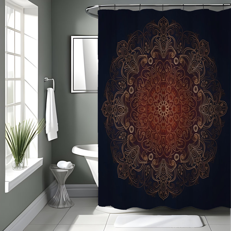 Rideau de douche avec tapis de bain, H 93 po x l 70 po