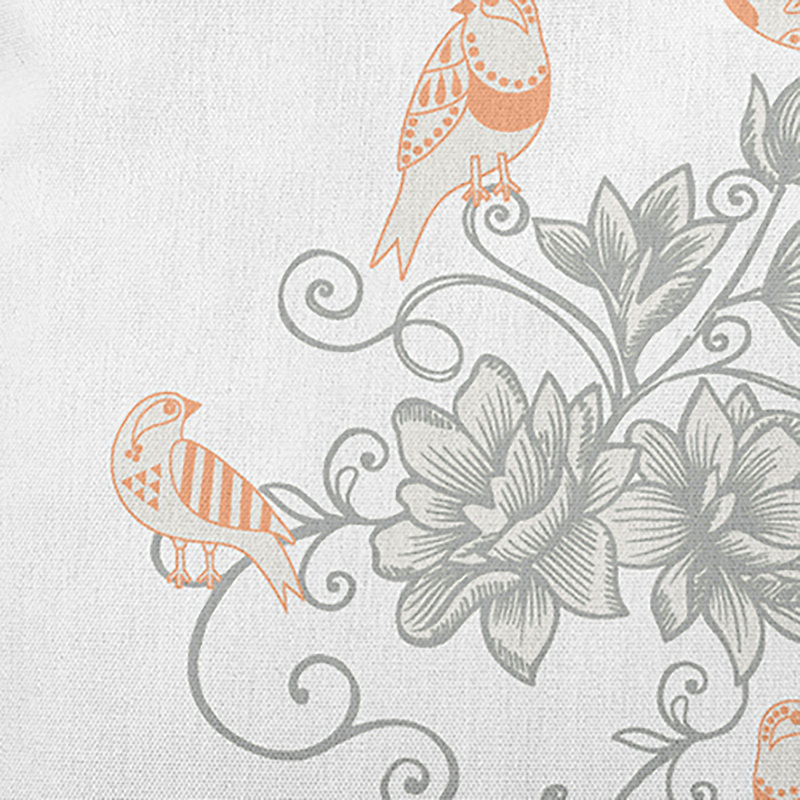 Coussin décoratif oiseaux et fleurs PFN1622OR9, H 20 po x l 20 po, Carré