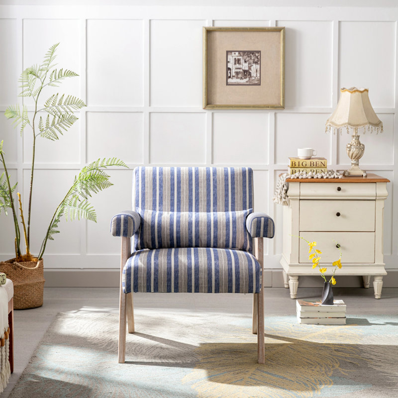 Fauteuil Casselton, Naturel, Bleu/gris