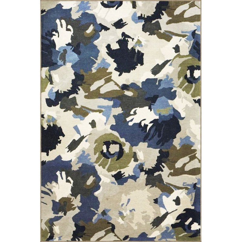 Tapis bleu pastel lavable à la machine, Sous-tapis rectangulaire 2 pi 6 po x 4 pi 11 po