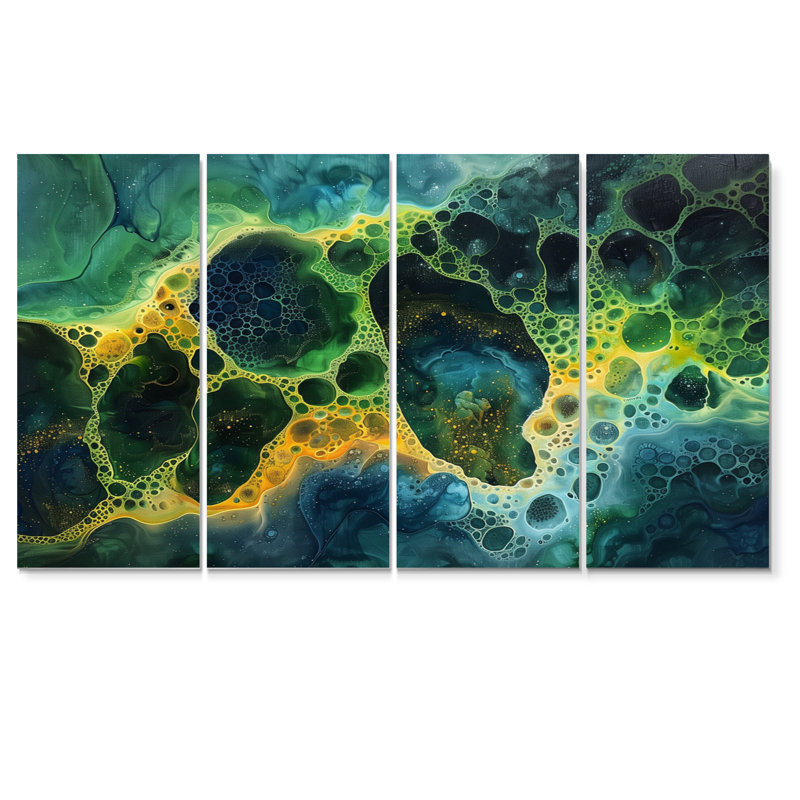 «Yellow Green», impression d'art mural abstrait, H 32 po x l 64 po