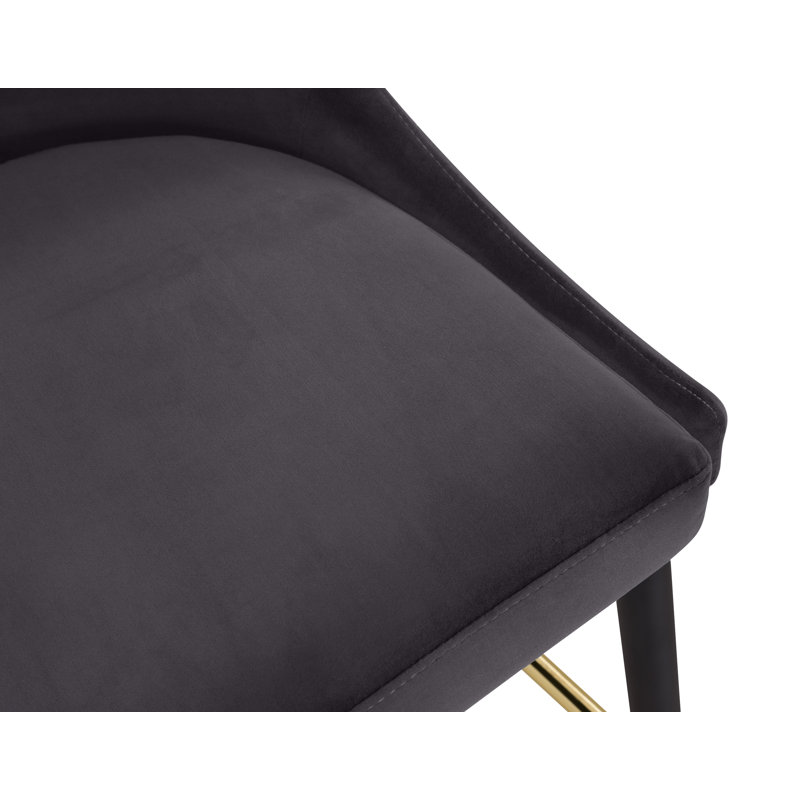 Cowans Upholstered Counter Stool with Metal Frame, Grey Velvet