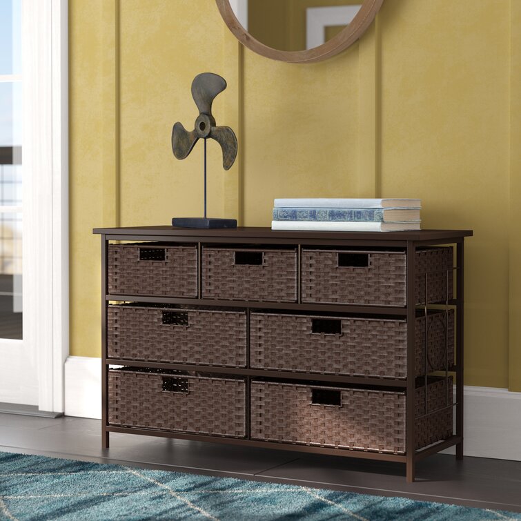 Honey-Can-Do Small Storage Cabinet with Wood Frame & Woven Fabric Drawers - Espresso