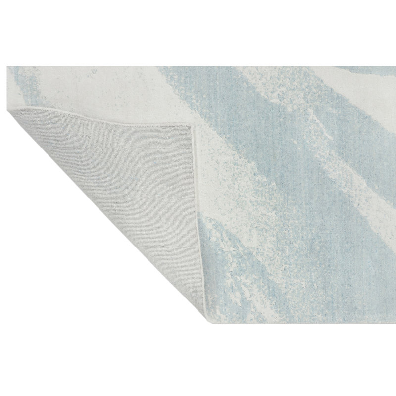Tapis blanc et turquoise noué à la main de haute qualité, Rectangle 6 pi x 9 pi