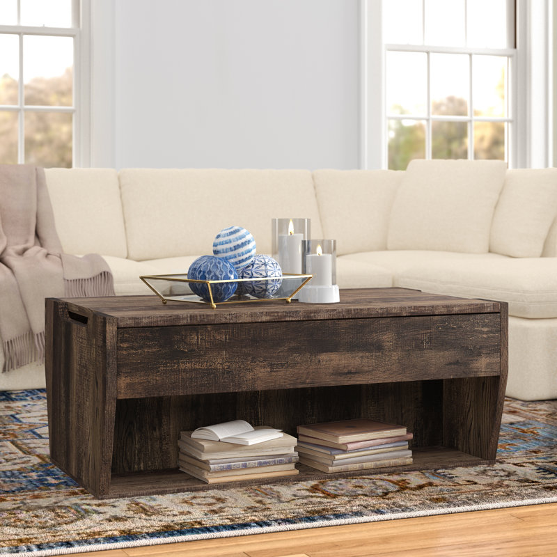 Meila Lift Top Floor Shelf Coffee Table with Storage