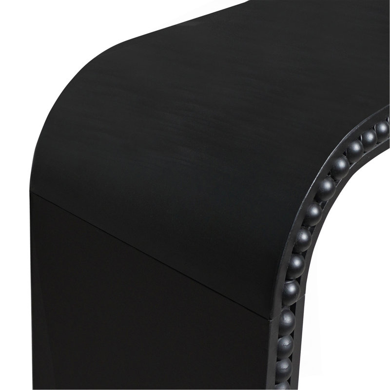 Console en bois noir, table d'entrée de 59 po, table de style cascade courbée, console avec perles en bois, table d'entrée pour vestibule, couloir, salon, vestibule, couloir, bureau
