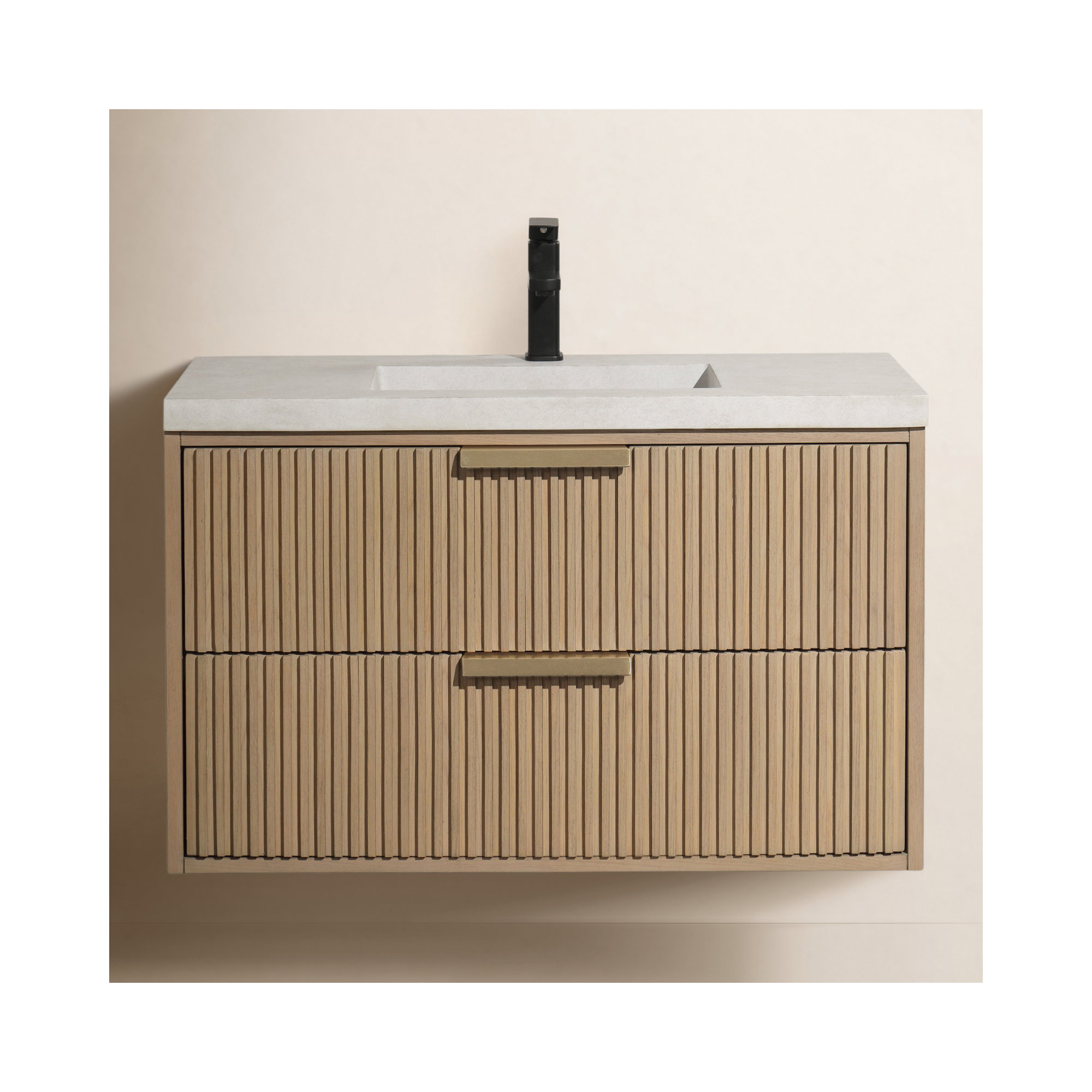 Anelie 36'' Single Bathroom Vanity, Oak, Gold