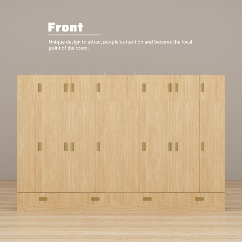 126” Wide Multi-Door Combo Wardrobe With 4 Drawers