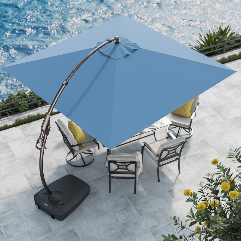 Desiree 9'10" Square Cantilever Sunbrella Umbrella, Canvas Sapphire Blue