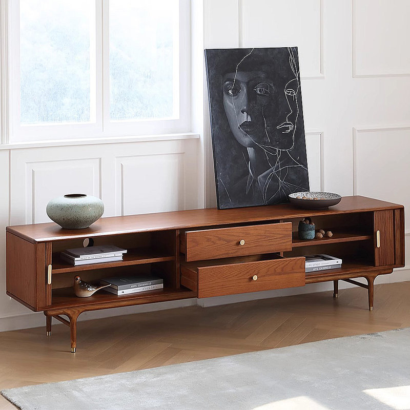 Meuble télé rétro avec rangement simple, H 22,83 po x L 78,74 po x l 17,72 po