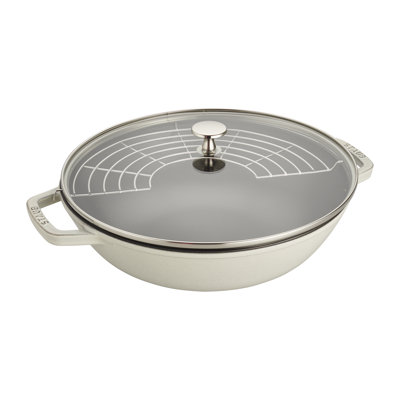 Staub Cast Iron Perfect Pan with Glass Lid, Wok, Dutch Oven, 4.5-Quart, Serves 4-5