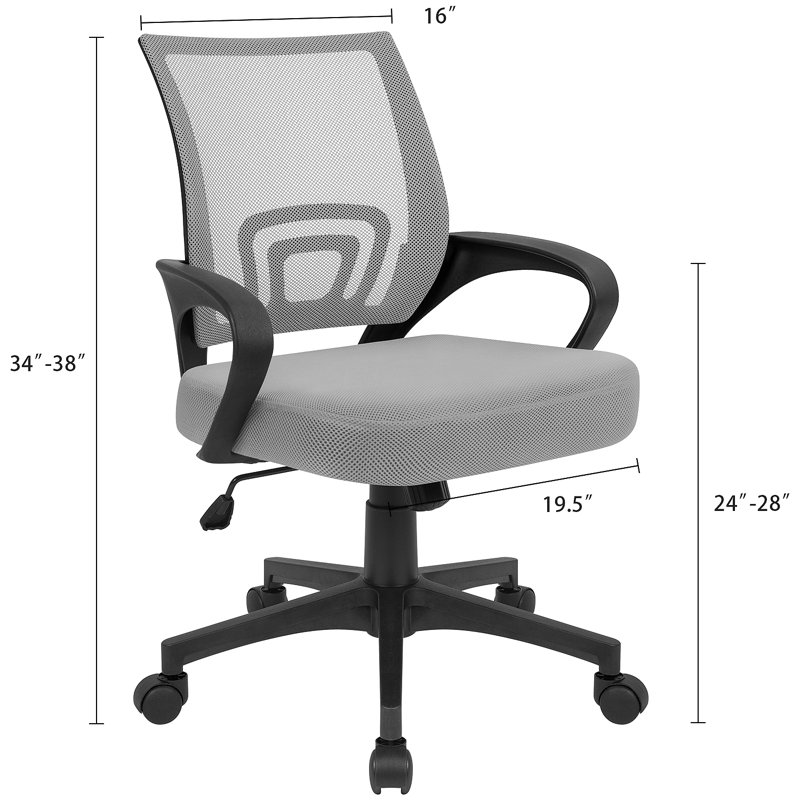 Ergonomic Mesh Commercial Use Office Task Chair, Gray