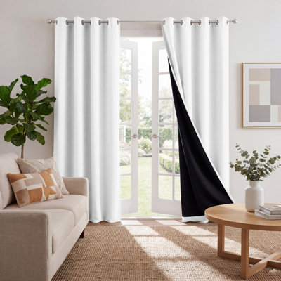 Panneaux de rideaux occultants 100%, rideaux bloquant la lumière froide et la doublure noire pour la chambre à coucher, rideaux à isolation thermique, 2 pièces
