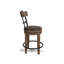 Tabouret pivotant en pin, similicuir brun-108470640