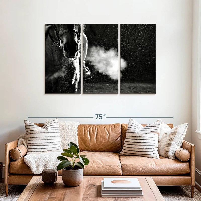 Mehar Horseback Riding BW, 36" H x 57" W