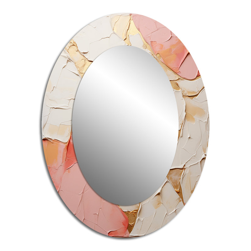 Miroir mural moderne rose et blanc, 40 po x 30 po