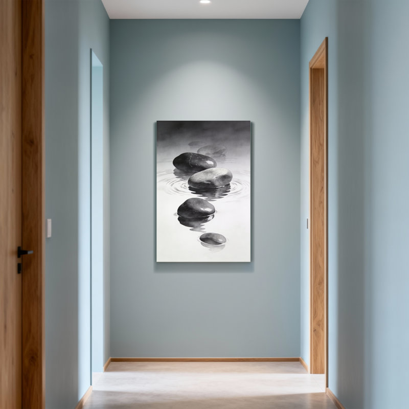 Abstrait, roches dans la réflexion de l'eau, art zen, H 24 po x l 16 po