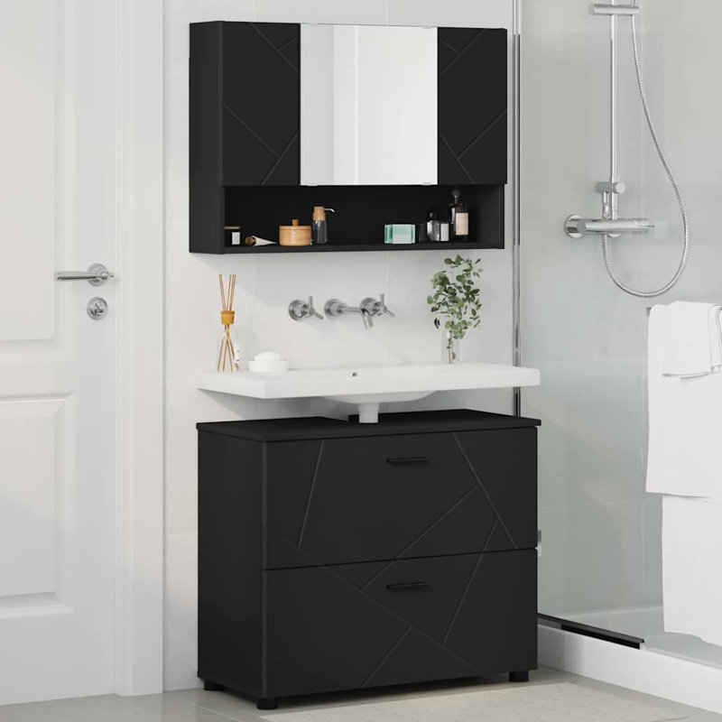 Bathroom Storage Furniture Set, Black