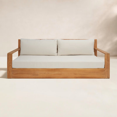 Azul 79.9'' Wide Straight Teak Loveseat with Cushions