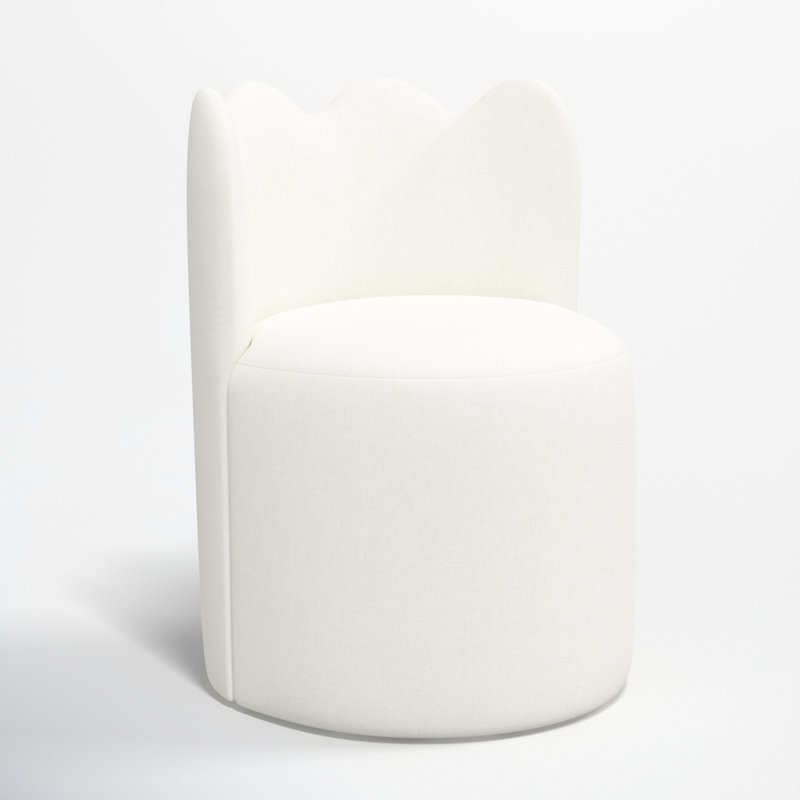 Wavy Back Dining Chair, Zuma White Textured Linen