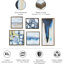 5, art mural abstrait avec toiles bleues, grises et jaunes et magnifiques toiles, 5 en bronze