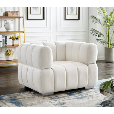 Carlan 46" Wide Tufted Velvet Armchair by Everly Quinn