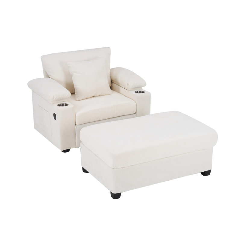 Chaise moderne surdimensionnée avec repose-pieds (chaise incluse seulement), Beige