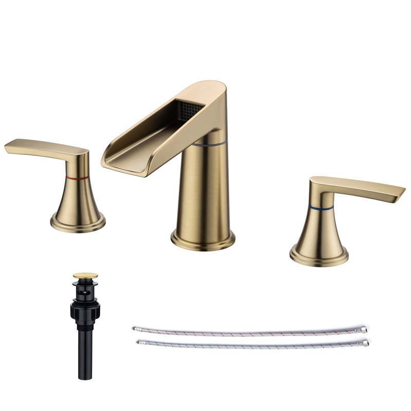 2-handle Bathroom Faucet with Drain Assembly, Brushed Gold