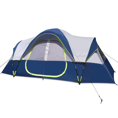 Camping Tent 10-Person-Family Tents, Parties, Music Festival Tent, Big, Easy Up, 5 Large Mesh Windows, Double Layer, 2 Room, Waterproof, Weather Resistant, 18ft x 9ft x78in