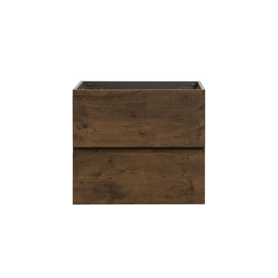 Armoire murale SANS lavabo, couleur noyer, avec deux tiroirs, pré-assemblée