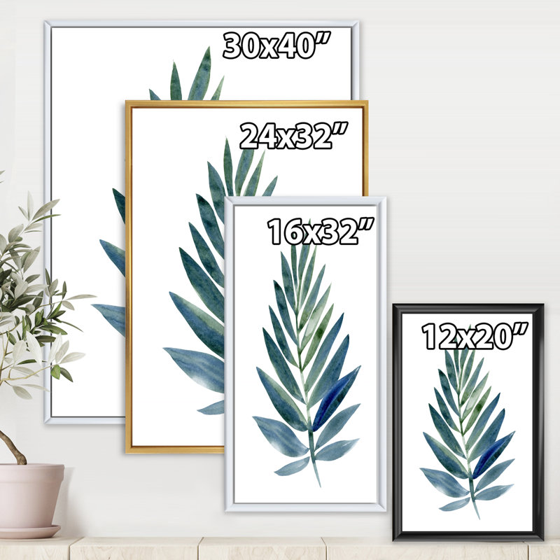 «Tropical Green Leaf», reproduction sur toile flottante, Encadrement doré, H 32 po x l 24 po x P 1 po