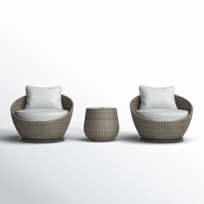 Premium All-Weather Wicker 2 - Person Patio Conversation Sets with Cushions
