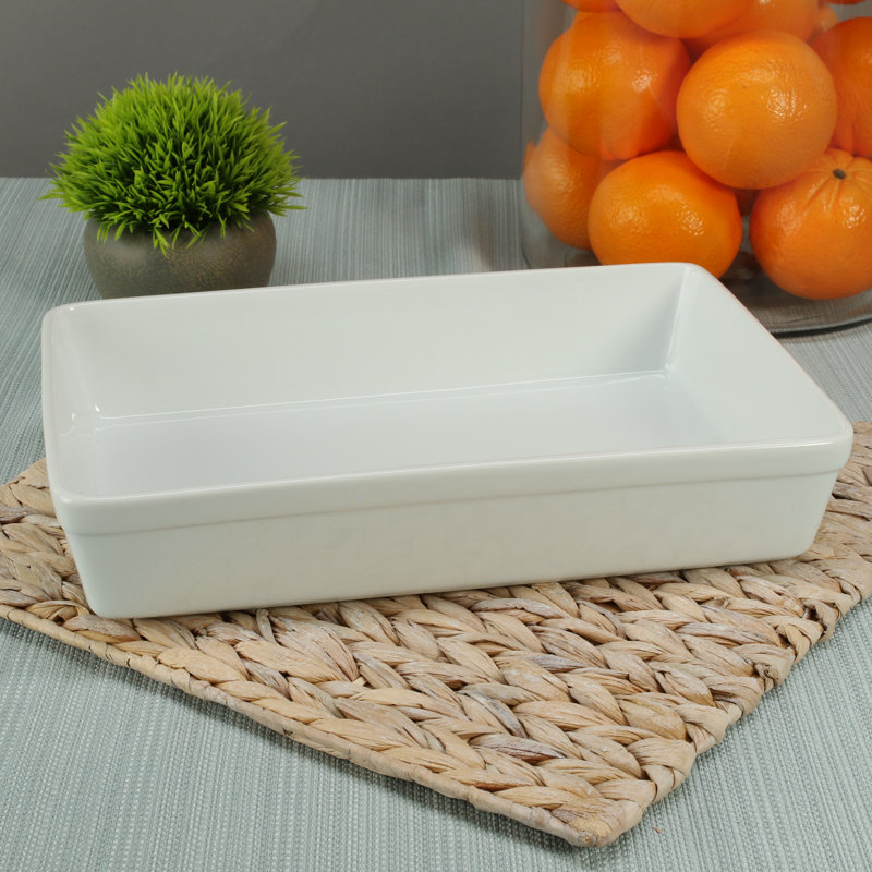White 12-Inch Porcelain Rectangular Baking Dish