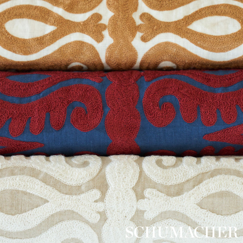 Seema Embroidery Fabric, Garnet