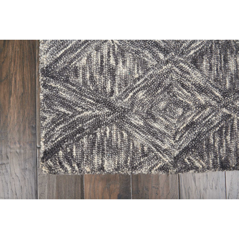 Tapis noir fait à la main Jodie, Tapis de couloir 2 pi 3 po x 7 pi 6 po