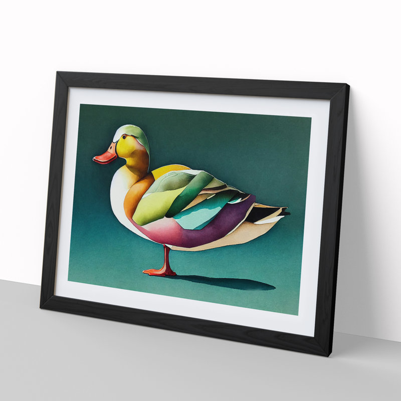 Duck In Watercolour Vol.1 - Single Picture Frame Painting, Black, 46cm H x 64cm W x 2cm D