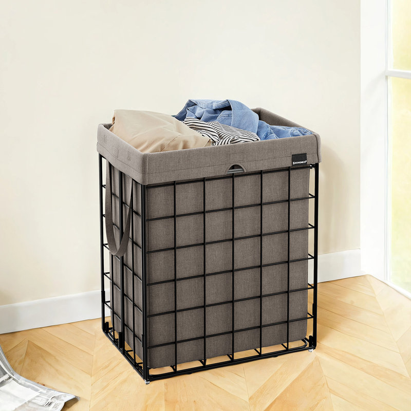 Collapsible Laundry Hamper, Natural/Black