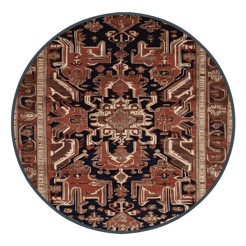 Tapis brun lavable à la machine, Rond 7 pi