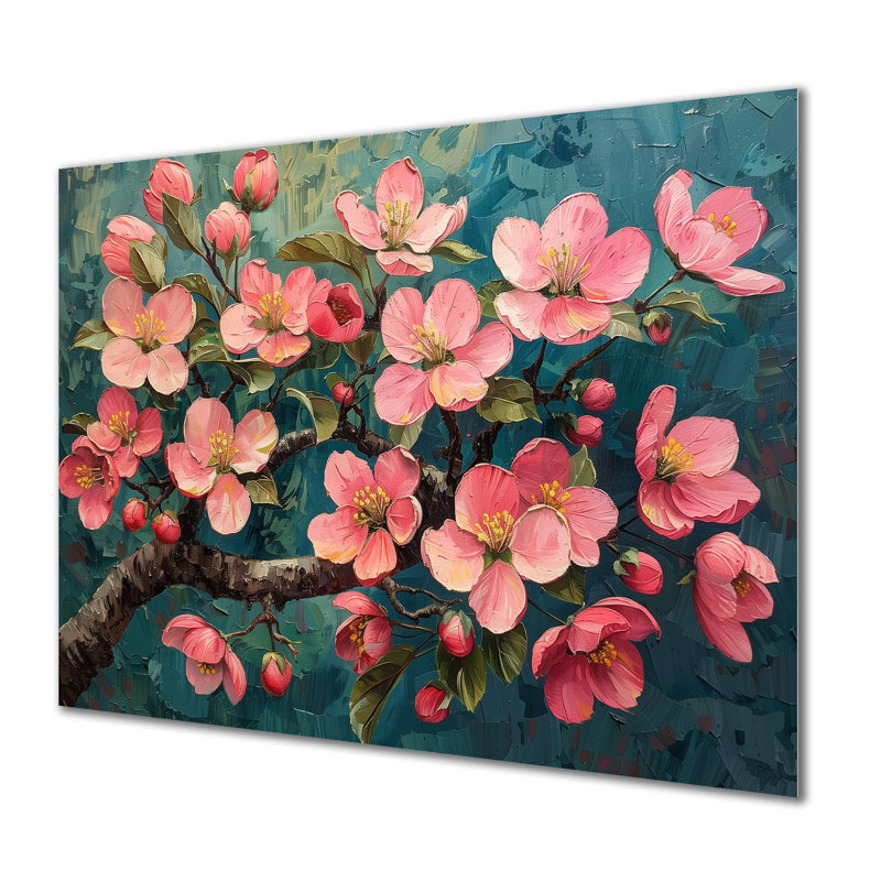 Lemire - Fleur de pommier, art mural, salon, Sans cadre, métal, H 16 po x l 32 po