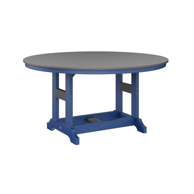 Garden Classic Outdoor Round Dining Table, Smoke Gray, Pacific Blue